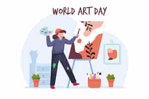 Gratis vector platte wereld kunst dag illustratie