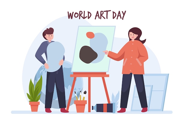 Platte wereld kunst dag illustratie