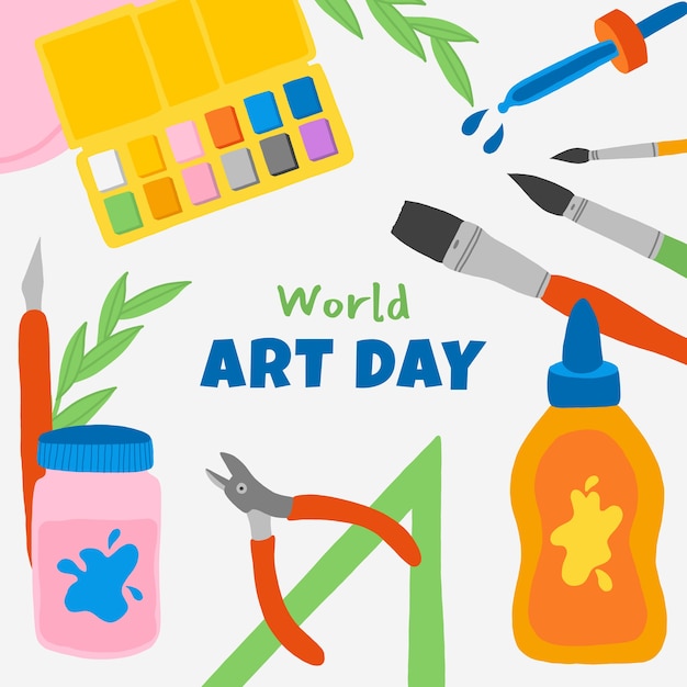 Gratis vector platte wereld kunst dag illustratie