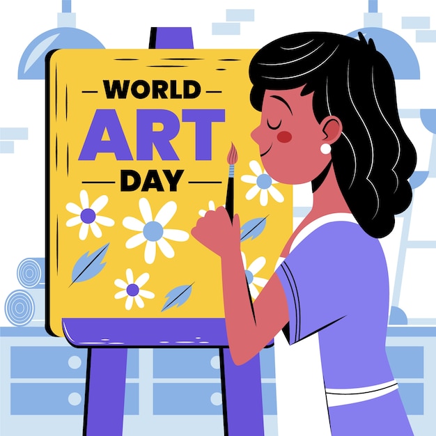 Gratis vector platte wereld kunst dag illustratie