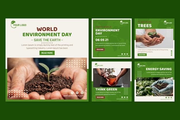 Platte wereld milieu dag instagram posts collectie