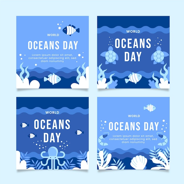 Platte wereld oceanen dag instagram posts-collectie