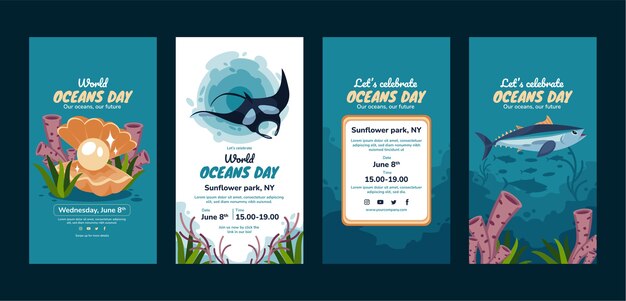 Platte wereld oceanen dag instagram verhalencollectie