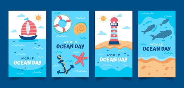 Platte wereld oceanen dag instagram verhalencollectie