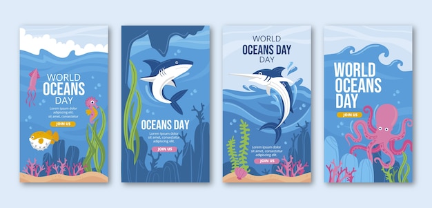 Platte wereld oceanen dag instagram verhalencollectie