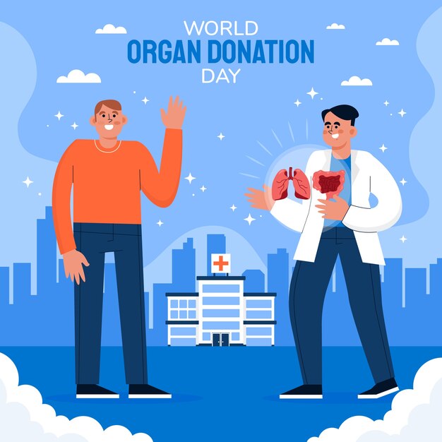 Platte wereld orgaandonatie dag illustratie