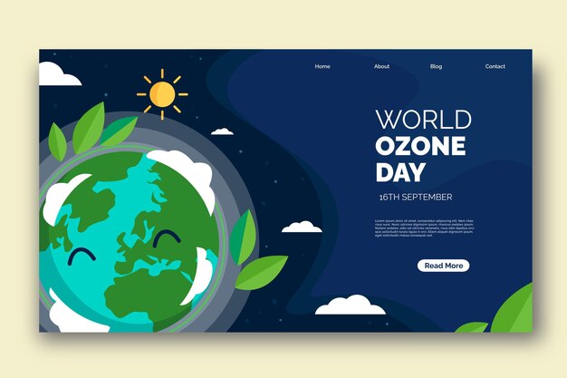 Platte wereld ozon dag bestemmingspagina sjabloon Flat