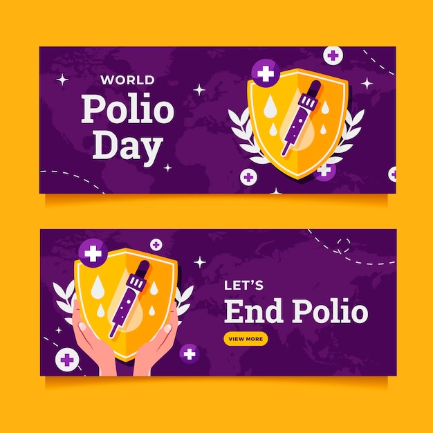 Platte wereld polio dag banners set