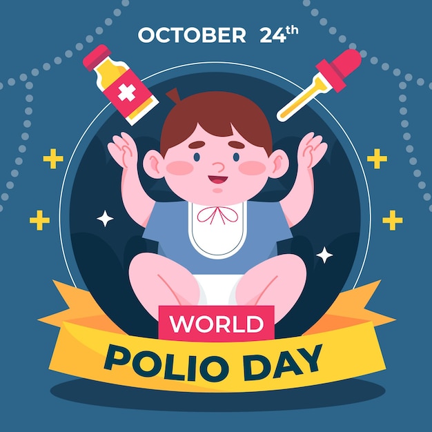 Platte wereld polio dag illustratie