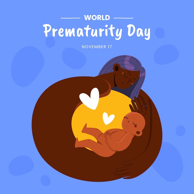 Platte wereld prematuriteit dag illustratie