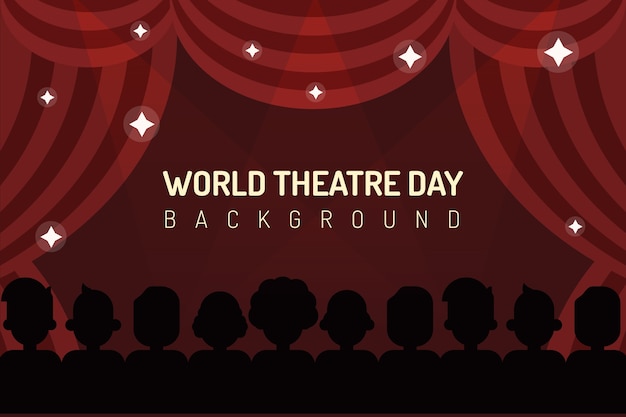 Gratis vector platte wereld theater dag achtergrond