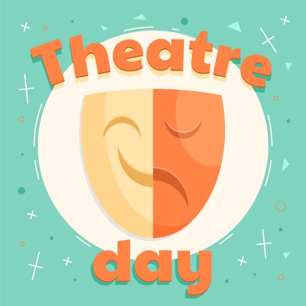 Gratis vector platte wereld theater dag illustratie