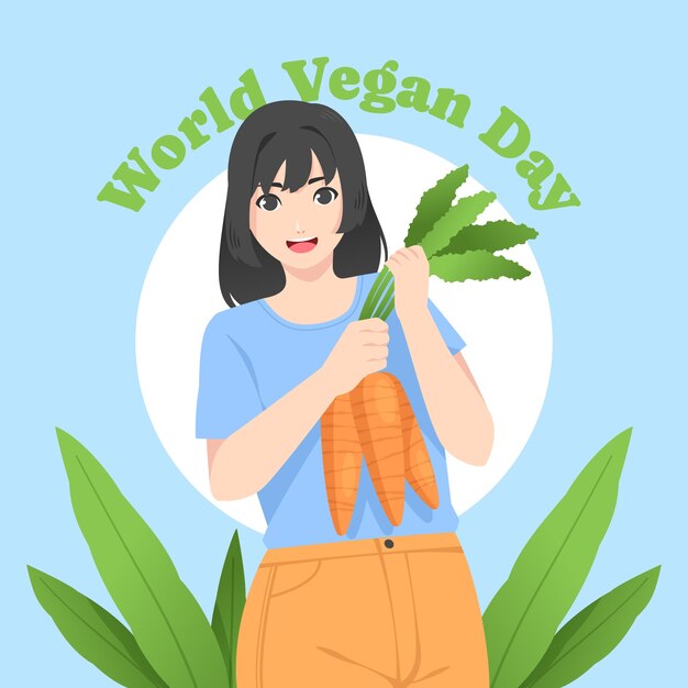 Platte wereld veganistische dag illustratie