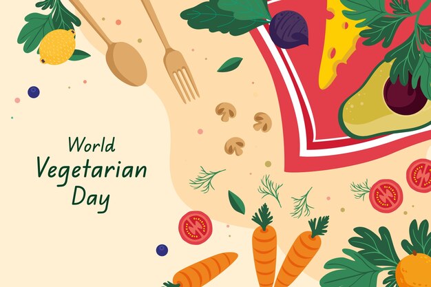 Platte wereld vegetarische dag achtergrond