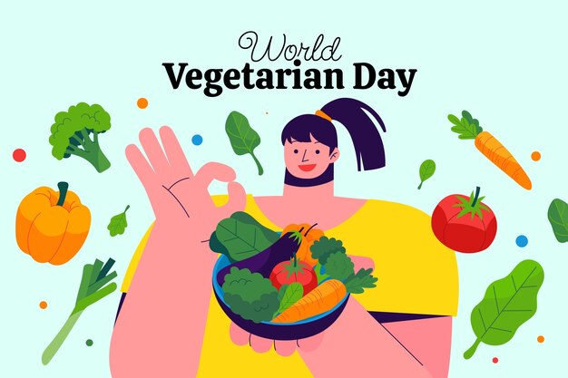 Platte wereld vegetarische dag achtergrond