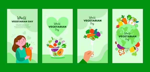 Platte wereld vegetarische dag instagram verhalencollectie