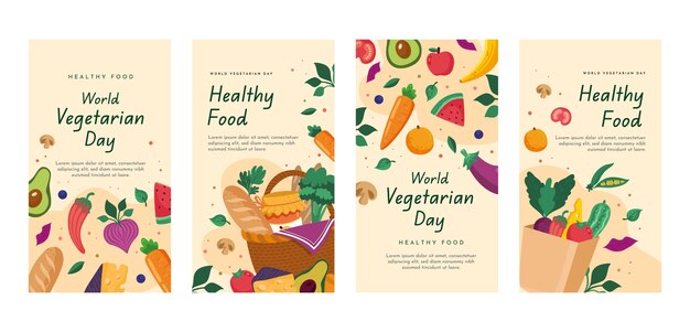 Platte wereld vegetarische dag instagram verhalencollectie