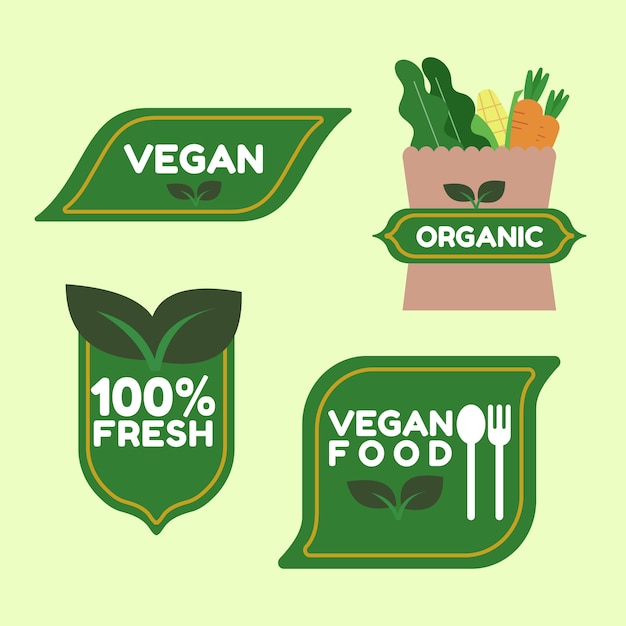 Gratis vector platte wereld vegetarische daglabels collectie