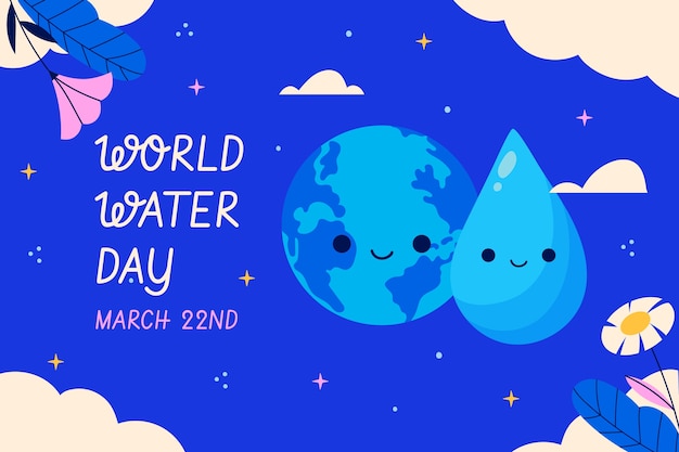 Platte wereld water dag achtergrond