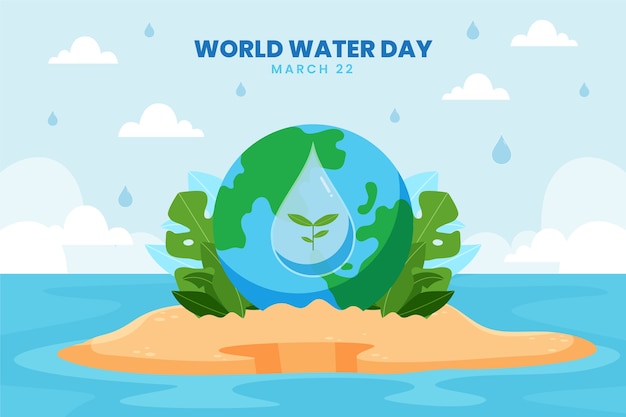 Gratis vector platte wereld water dag achtergrond