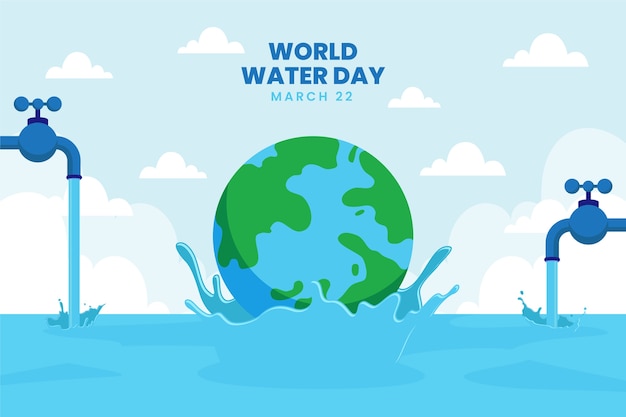 Platte wereld water dag achtergrond