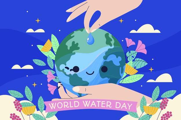 Gratis vector platte wereld water dag achtergrond