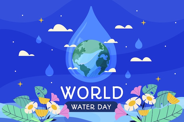 Gratis vector platte wereld water dag achtergrond