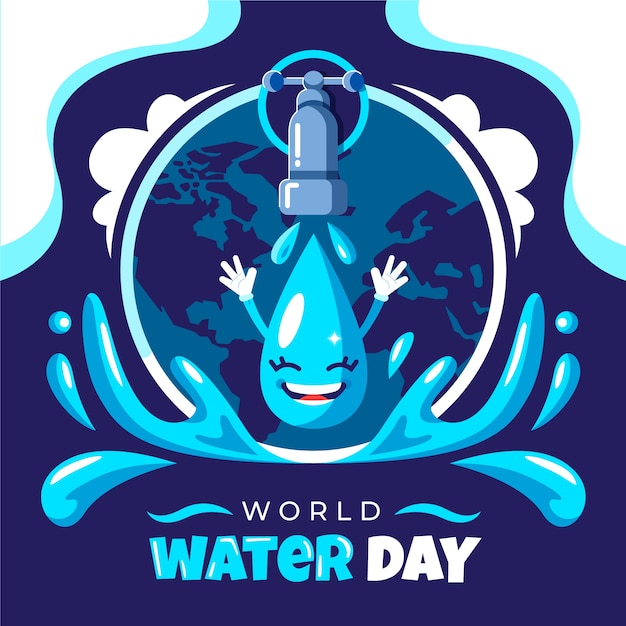 Gratis vector platte wereld water dag illustratie