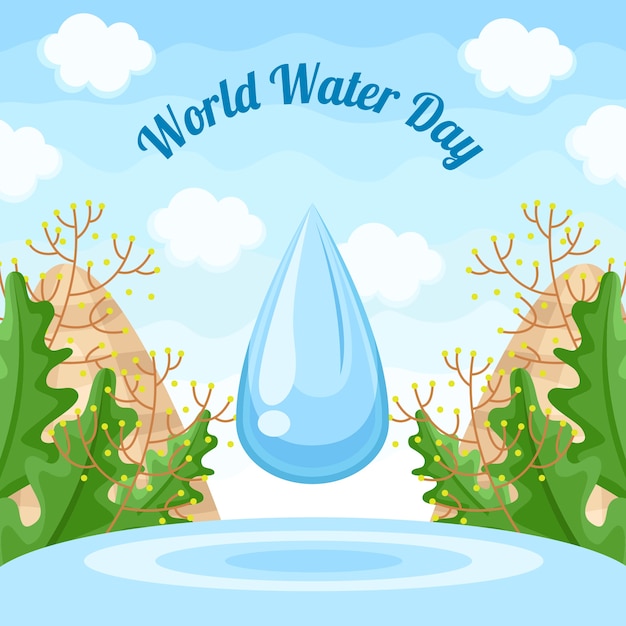 Gratis vector platte wereld water dag illustratie