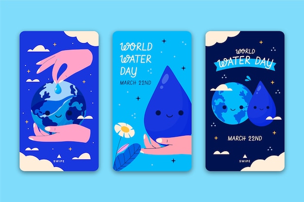 Platte wereld water dag instagram verhalencollectie