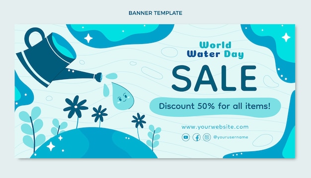 Platte wereld water dag verkoop horizontale banner