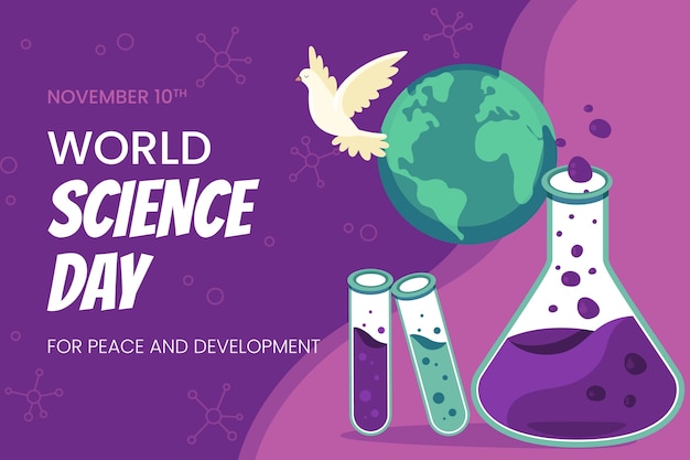 Platte wereld wetenschap dag achtergrond