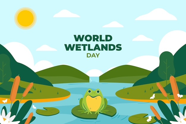 Platte wereld wetlands dag achtergrond