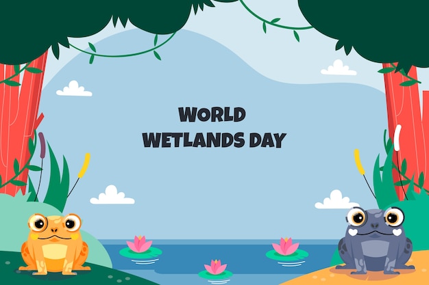 Platte wereld wetlands dag achtergrond