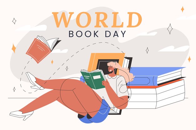 Gratis vector platte wereldboek dag achtergrond