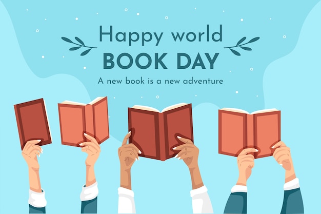 Gratis vector platte wereldboek dag achtergrond