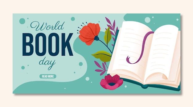 Gratis vector platte wereldboekendag horizontale banner