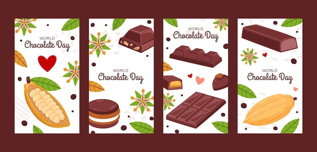 Gratis vector platte wereldchocoladedag ig stories