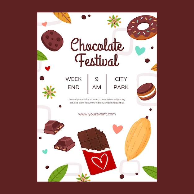 Gratis vector platte wereldchocoladedagposter