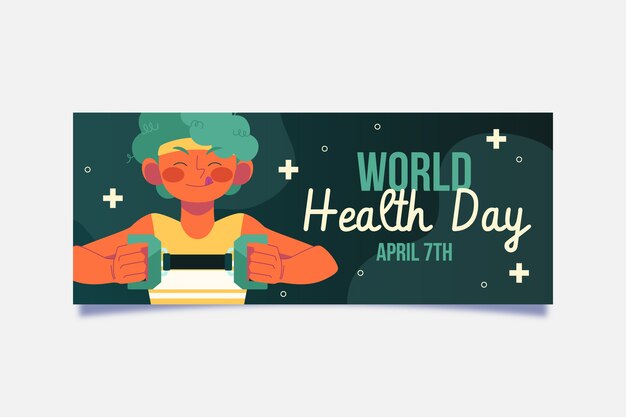 Platte wereldgezondheidsdag horizontale banner