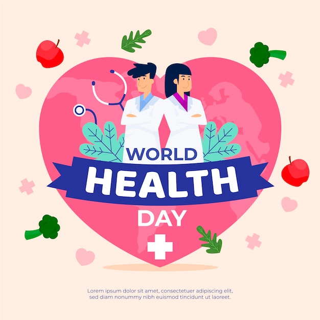 Platte wereldgezondheidsdag illustratie