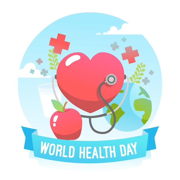 Platte wereldgezondheidsdag illustratie