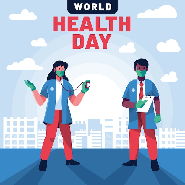 Gratis vector platte wereldgezondheidsdag illustratie