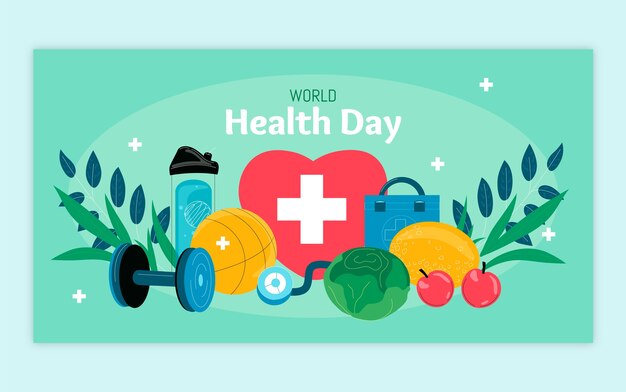 Gratis vector platte wereldgezondheidsdag social media postsjabloon