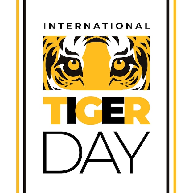 Platte wereldwijde tijger dag illustratie