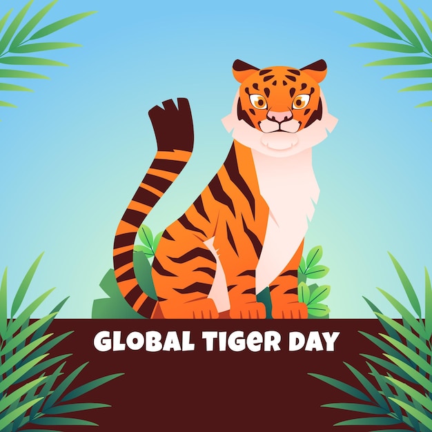 Gratis vector platte wereldwijde tijger dag illustratie