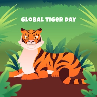 Platte wereldwijde tijger dag illustratie
