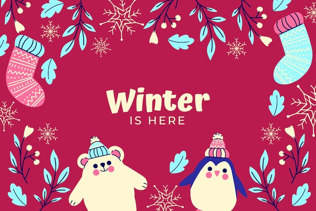 Gratis vector platte winter achtergrond