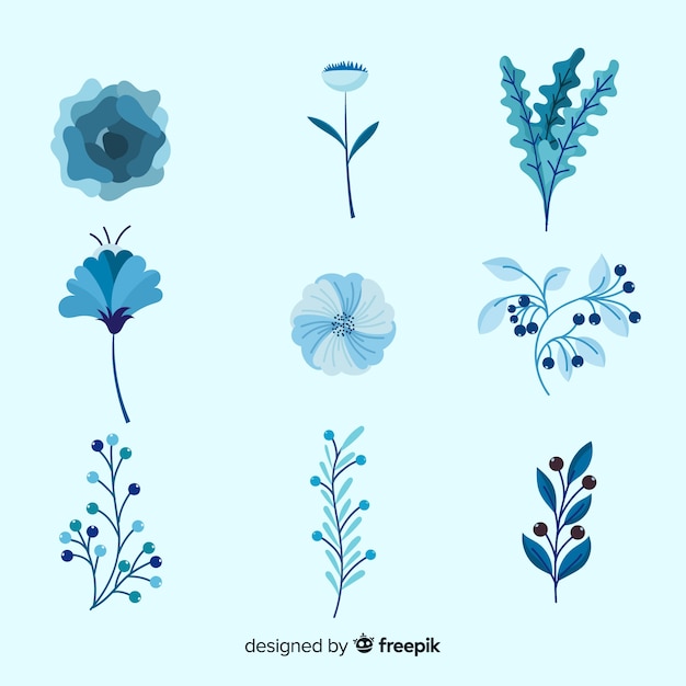 Gratis vector platte winter bloem collectie