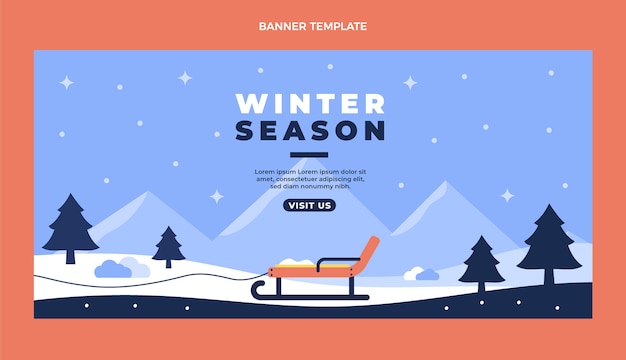 Gratis vector platte winter horizontale banner